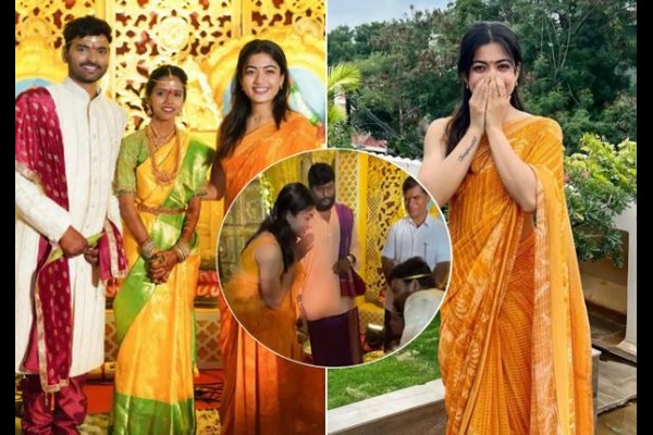 Rashmika Mandanna attended assistants wedding in a simple look, the actress gave a cute reaction when the bride and groom touched their feet - Daily Timess
